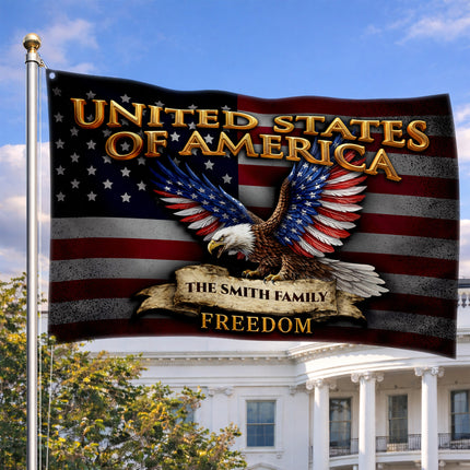 Personalized USA Constitution Eagle American House Flag