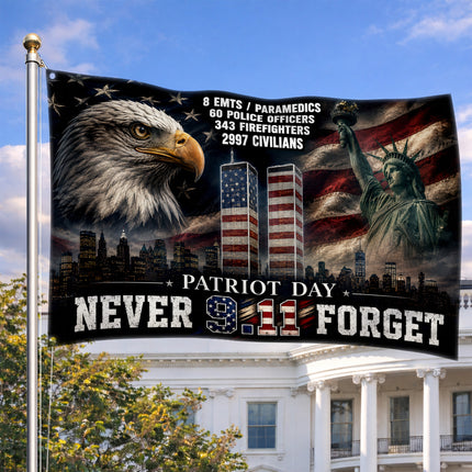 Patriot Day 25th Anniversary Eagle Liberty Never Forget Grommet Flag