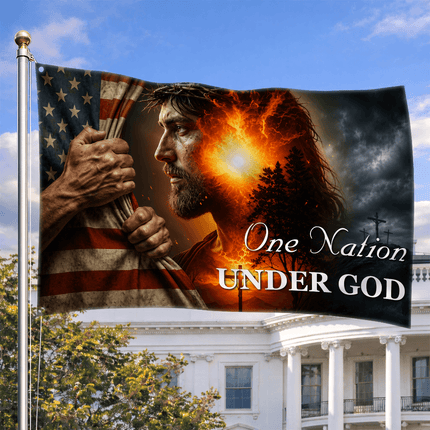 One Nation Under God Radiant Cross Jesus Flag