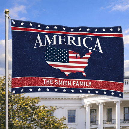 Personalized America USA Map Patriotic American House Flag