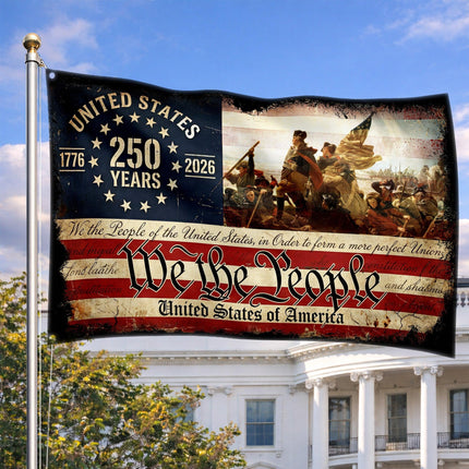 Washington Crossing We The People America 250 House Flag