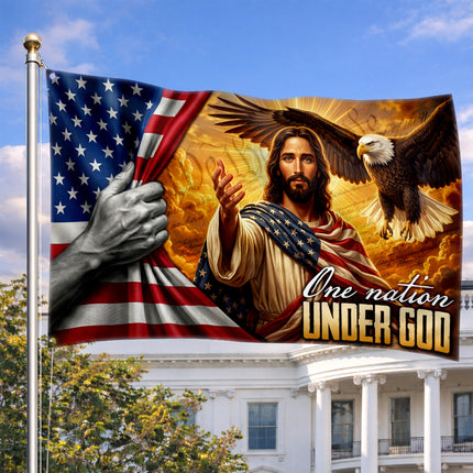 SP-01 One Nation Under God Christian Heritage Patriotic Flag