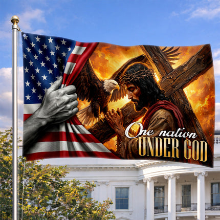 SP-01 Jesus Christ One Nation Under God Christian Veterans Day Flag