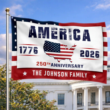 Personalized America 250th Anniversary USA Map House Flag HOF20 - Charming Present