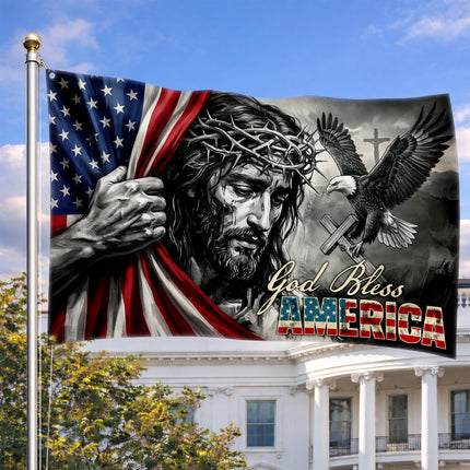 SP-01 God Bless America Christian Patriotic Flag Faith Over Fear
