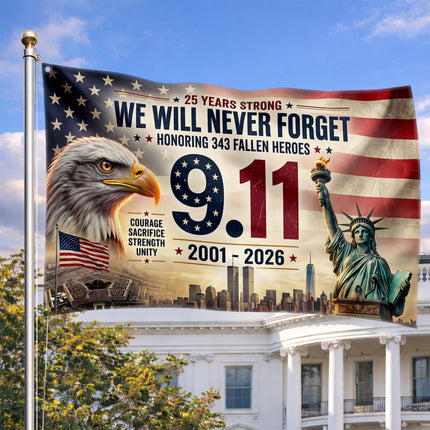Patriot Day 25th Anniversary 343 Fallen Heroes Memorial Grommet Flag