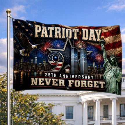 Patriot Day 25th Anniversary Never Forget Grommet Flag