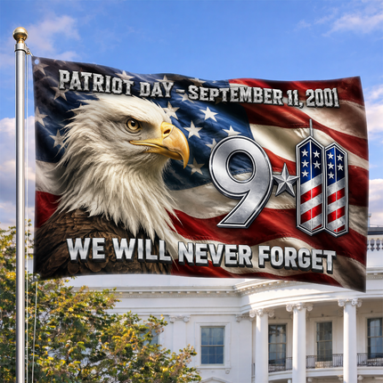 Patriot Day 25th Anniversary Bald Eagle Never Forget Grommet Flag