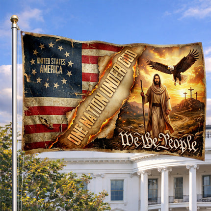 SP-01 One Nation Under God Christian Patriotic Grommet Flag