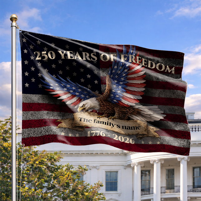 Personalized 250 Years of Freedom Patriotic Eagle Flag HOF7
