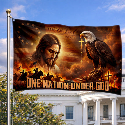 SP-01 Nation Under God Christian Patriotic Grommet Flag