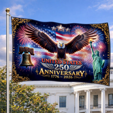 United States 250th Anniversary Liberty Eagle Fireworks House Flag