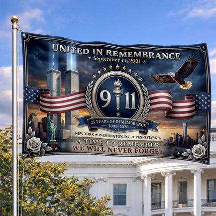 Patriot Day 25th Anniversary United in Remembrance Memorial Grommet Flag