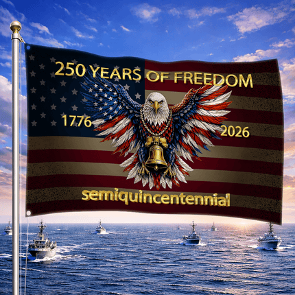 Semiquincentennial Eagle Golden Bell America 250 House Flag
