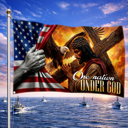 SP-01 Jesus Christ One Nation Under God Christian Veterans Day Flag