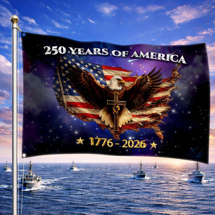 250 Years of America Eagle Cross Patriotic House Flag