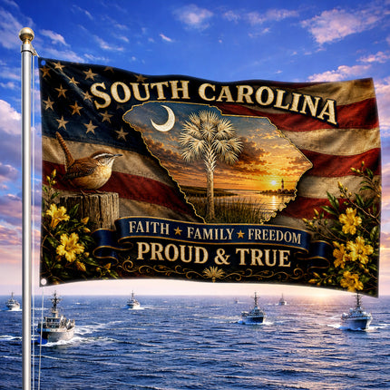 South Carolina Grommet Flag Faith Family Freedom Palmetto