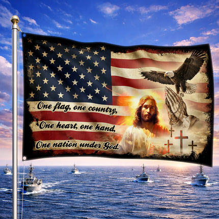 SP-01 One Nation Under God Christian Faith Grommet Flag