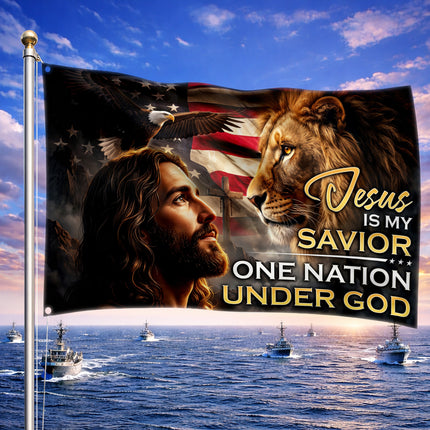 SP-01 Jesus Is My Savior Christian Patriotic Flag One Nation Under God