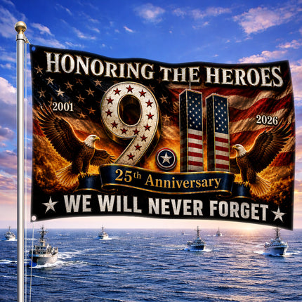 Patriot Day 25th Anniversary Double Eagle Honoring Heroes Grommet Flag
