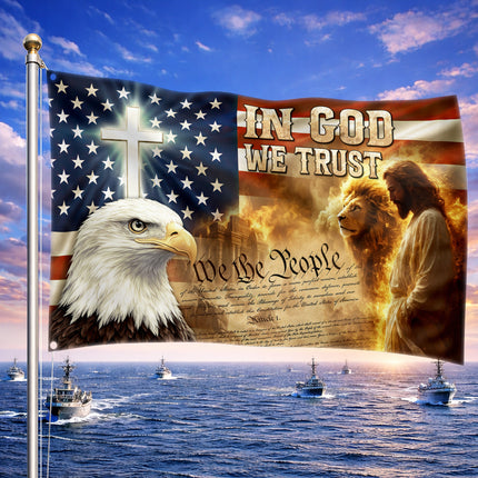 SP-01 Jesus Christ Patriotic Flag In God We Trust Constitution Day