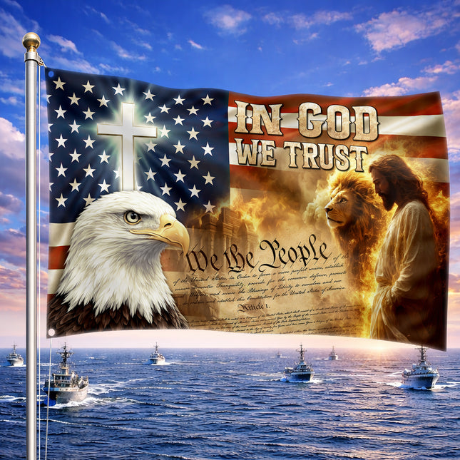 SP-01 Jesus Christ Patriotic Flag In God We Trust Constitution Day