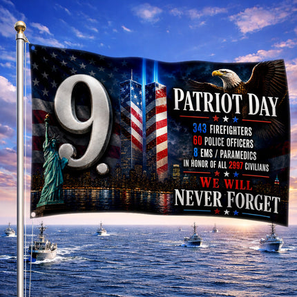 Patriot Day 25th Anniversary 9.11 Heroes Never Forget Grommet Flag