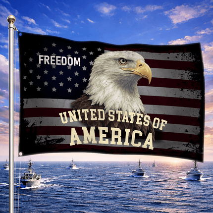 Vintage Freedom Bald Eagle American House Flag