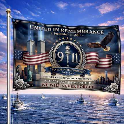 Patriot Day 25th Anniversary United in Remembrance Memorial Grommet Flag