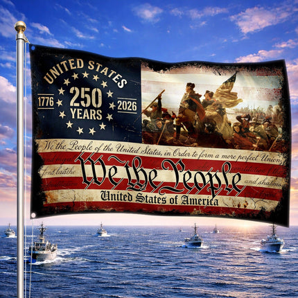 Washington Crossing We The People America 250 House Flag