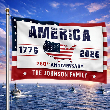 Personalized America 250th Anniversary USA Map House Flag HOF20 - Charming Present