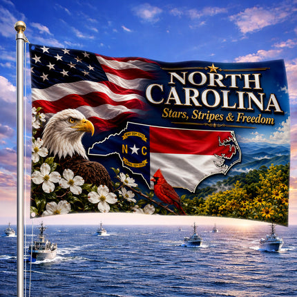 North Carolina Grommet Flag Stars Stripes Freedom Eagle Cardinal