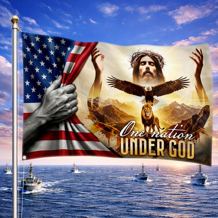 SP-01 One Nation Under God Christian Patriotic Flag National Day of Prayer