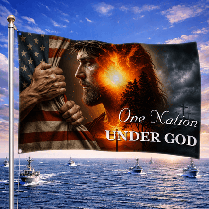 One Nation Under God Radiant Cross Jesus Flag