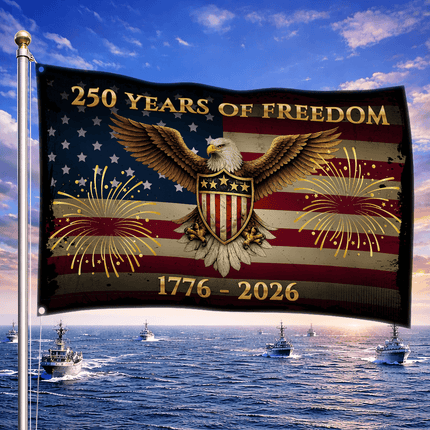 250 Years of Freedom Eagle Shield Fireworks America 250 House Flag