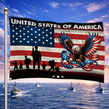 SP-01 American Pride Flag Eagle Soldier Tribute Military Reunion