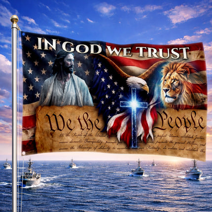 SP-01 In God We Trust We The People Christian Freedom Flag