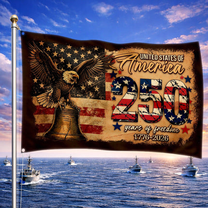 United States of America 250 Years of Freedom Eagle Liberty Bell House Flag