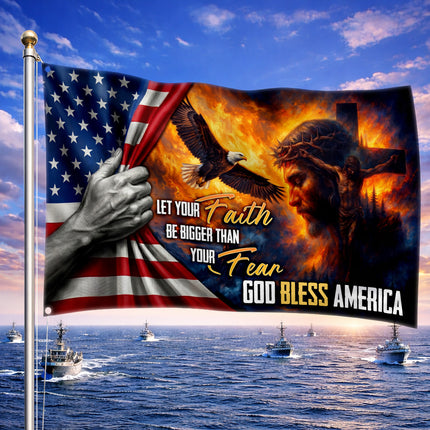 SP-01 God Bless America Faith Over Fear Flag Independence Day