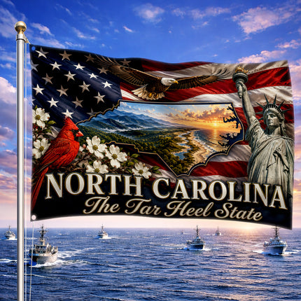 North Carolina Grommet Flag Tar Heel State Eagle Cardinal Liberty