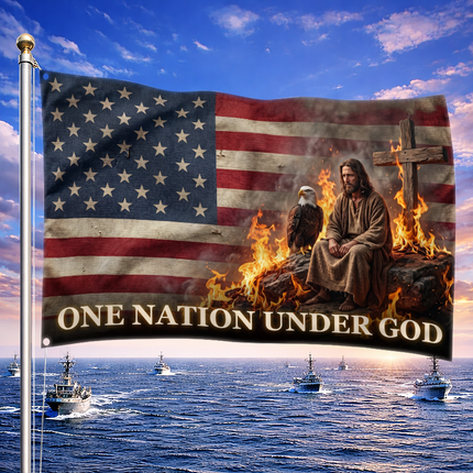 SP-01 Jesus Christ One Nation Under God Christian American Flag