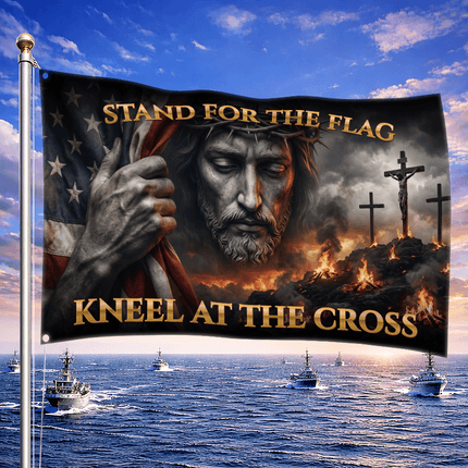 Trust In God Stand For The Flag Jesus Grommet Flag
