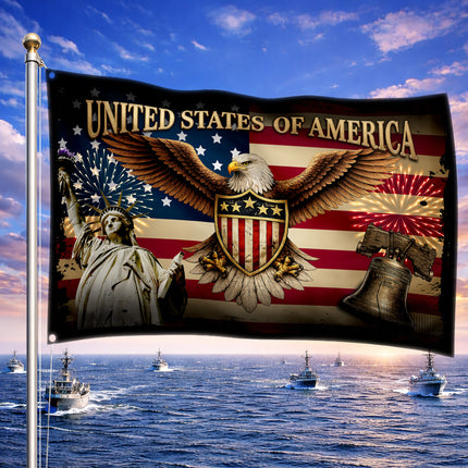SP-01 American Heritage Flag Bald Eagle Liberty Military Appreciation