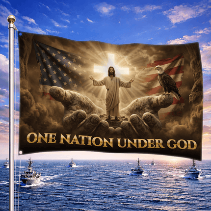 One Nation Under God Hands Jesus Grommet Flag