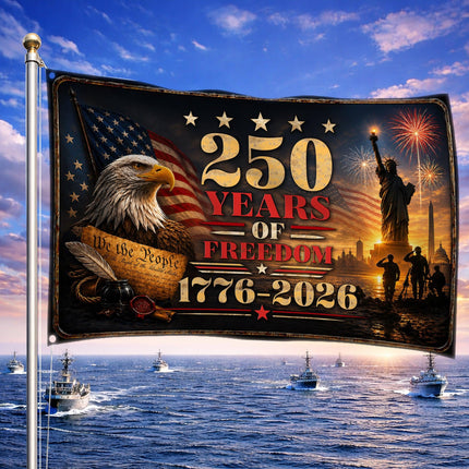250 Years of Freedom Constitution Eagle Liberty America 250 House Flag