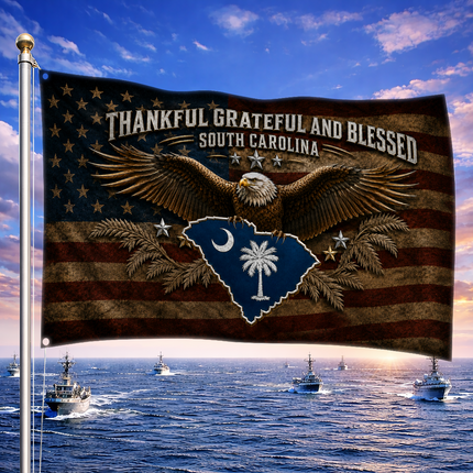 South Carolina Grommet Flag Thankful Grateful Blessed Eagle Palmetto