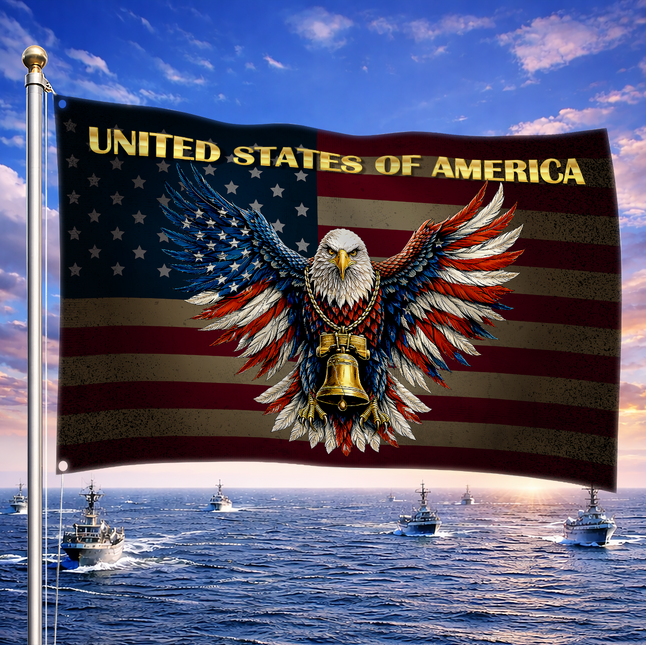 SP-01 American Heritage Flag Bald Eagle Liberty Bell Constitution Day