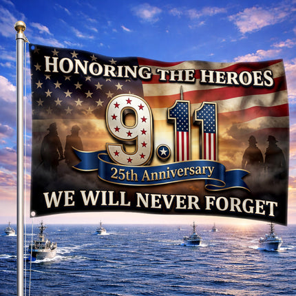 Patriot Day 25th Anniversary Honoring Heroes 9.11 Memorial Grommet Flag