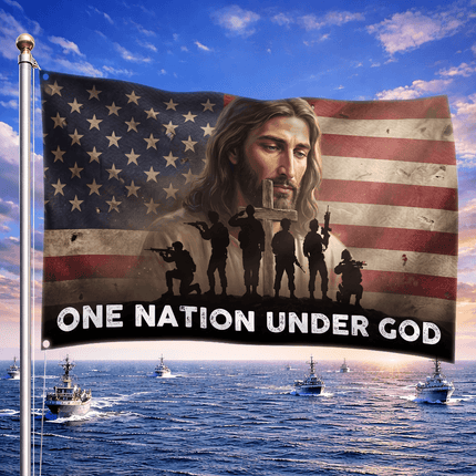 One Nation Under God Jesus Military Grommet Flag