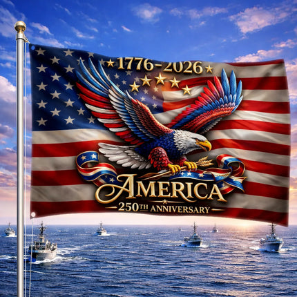 America 250th Anniversary Patriotic Eagle Wings House Flag